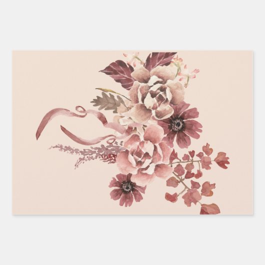 Rustieke Herfstbloei Lichte Beige Waterverf Inpakpapier Vel (Voorkant 2)