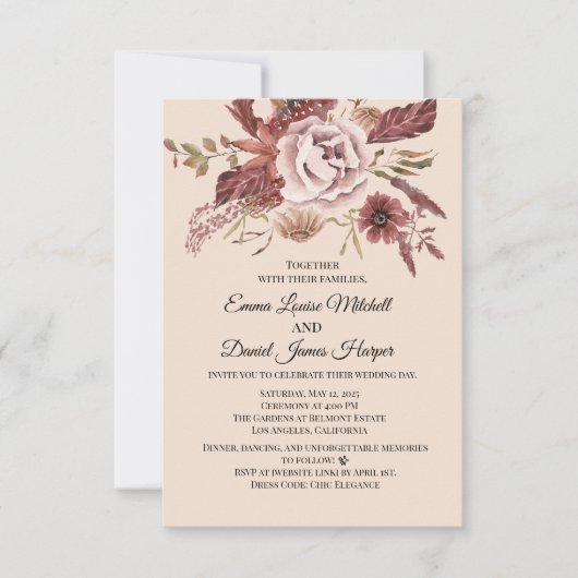 Rustieke Herfstbloei Lichte Beige Waterverf Kaart (Voorkant)