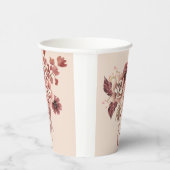 Rustieke Herfstbloei Lichte Beige Waterverf Papieren Bekers (Rechts)