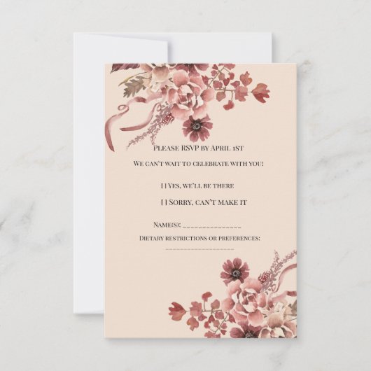 Rustieke herfstbloei Waterverf licht beige RSVP Kaartje (Voorkant)