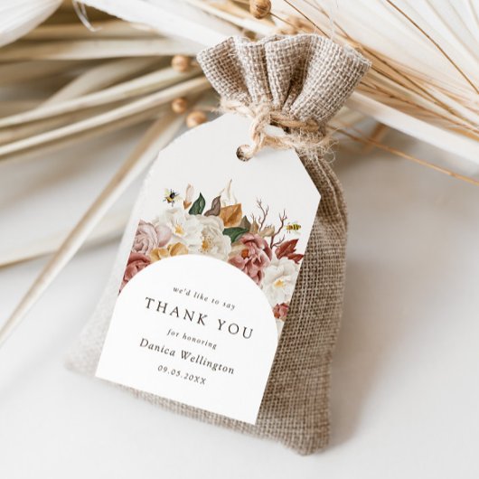 Rustieke herfstbloem | Boho Waterverf Baby shower Cadeaulabel