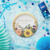 Rustieke herfstbloem bruiloft papieren bordje (Feest)