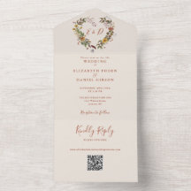 Rustieke herfstbloem hart QR-code bruiloft