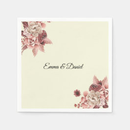 Rustieke Herfstbloemen Aquarel Crème Achtergrond Servet