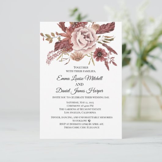 Rustieke Herfstbloemen Aquarel Kaart (Staand voorkant)