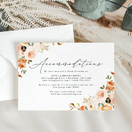 Rustieke herfstbloemen bruiloft hotelaccommodatie informatiekaartje