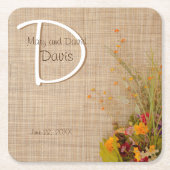 Rustieke herfstbloemen bruiloft Onderzetters (Voorkant)
