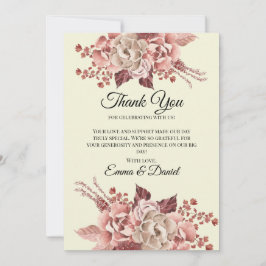 Rustieke Herfstbloemen Crème Achtergrond Waterverf Bedankkaart