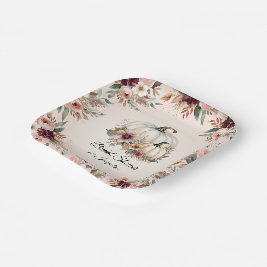 Rustieke herfstbloemen- en pompoenbruiloft in Bour Papieren Bordje (Gebogen)