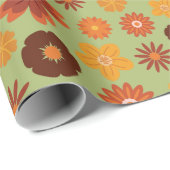 Rustieke Herfstbloemen Naadloze Herfst Verjaardage Cadeaupapier (Rol Hoek)