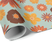 Rustieke Herfstbloemen Naadloze Thanksgiving Cadeaupapier (Rol Hoek)