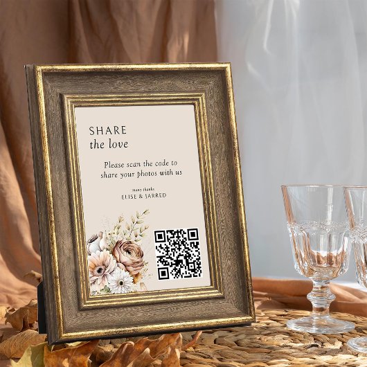 Rustieke Herfstbloemen QR-code Foto Deel Kaart