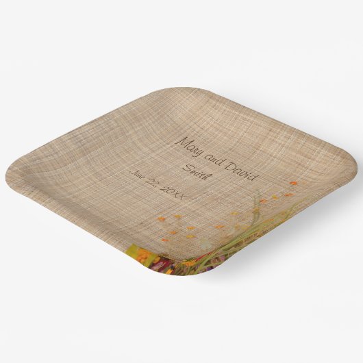 Rustieke herfstbloemen Trouwpapier Borden Papieren Bordje (Gebogen)