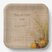 Rustieke herfstbloemen Trouwpapier Borden Papieren Bordje (Voorkant)