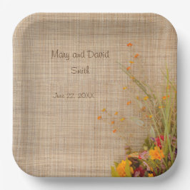 Rustieke herfstbloemen Trouwpapier Borden Papieren Bordje