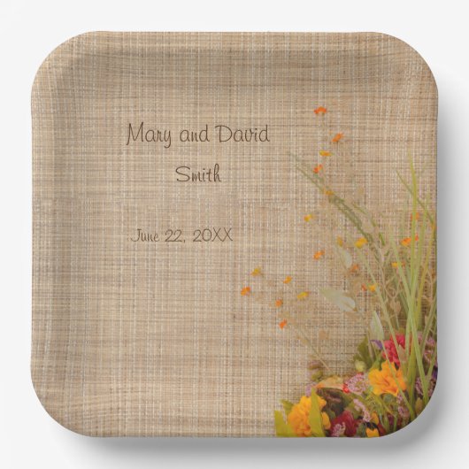 Rustieke herfstbloemen Trouwpapier Borden Papieren Bordje (Voorkant)