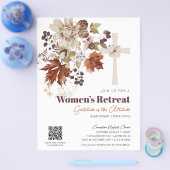 Rustieke herfstbloemige vrouwenkerkterugtrekking flyer (Enkel)