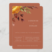 Rustieke herfstboeket Rust kleuren uitnodiging voo (Voorkant / Achterkant)