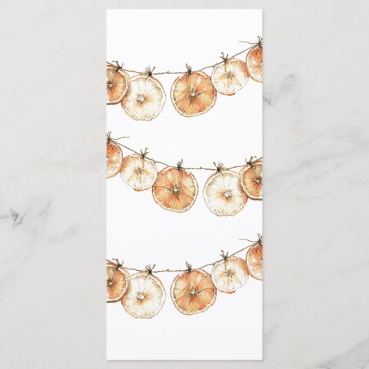 Rustieke herfstboho gedroogde Oranje Garland bruil Menu (Achterkant)