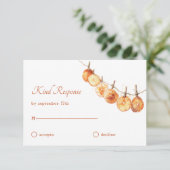 Rustieke herfstboho gedroogde Oranje Garland bruil RSVP Kaartje (Staand voorkant)