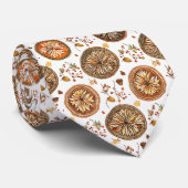 Rustieke herfstboom Slice Mandala Stropdas (Opgerold)
