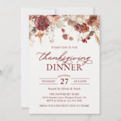 Rustieke herfstbordeaux Thanksgiving diner Kaart (Voorkant)