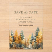 Rustieke herfstbos bruiloft Save the Date Acryl Uitnodigingen (Voorkant)