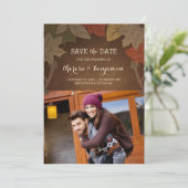 Rustieke herfstbruiloft Save the Date Kaart (Staand voorkant)