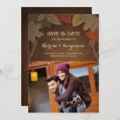 Rustieke herfstbruiloft Save the Date Kaart (Voorkant / Achterkant)