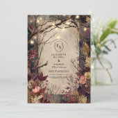 Rustieke herfstgloed en Bourgondische bloemen Kaart (Staand voorkant)