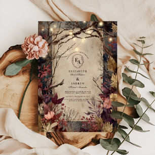 Rustieke herfstgloed en Bourgondische bloemen Kaart