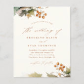 Rustieke herfstgroene bladeren Budget bruiloft uit (Voorkant)