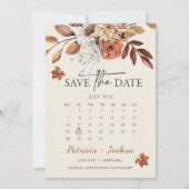Rustieke herfstkalender Save the Date Kaart (Voorkant)