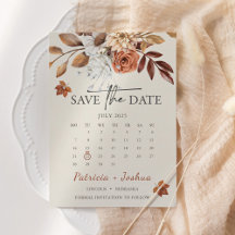 Rustieke herfstkalender Save the Date Kaart