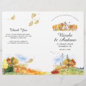 Rustieke herfstkapel bruiloftsprogramma (Voorkant)