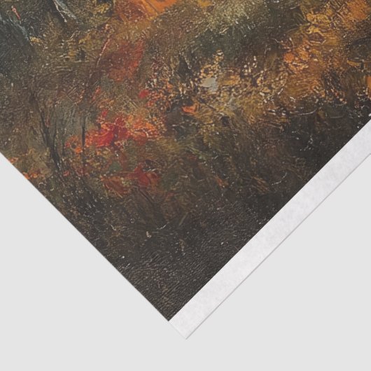 Rustieke Herfstkerk Waterverf Schilderij Decoupage Tissuepapier (Detail)