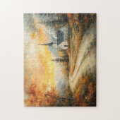 Rustieke Herfstkerk Waterverf Schilderij Legpuzzel (Verticaal)