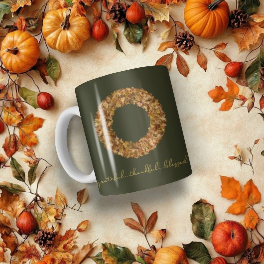 Rustieke herfstkrans dankbaar gezegend koffiemok