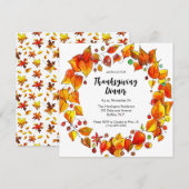 Rustieke herfstkrans Kleurrijk Thanksgiving Diner Kaart (Voorkant / Achterkant)