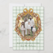 Rustieke Herfstkrans met Bow 4 Foto Thanksgiving Feestdagenkaart (Voorkant)