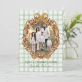 Rustieke Herfstkrans met Bow 4 Foto Thanksgiving Feestdagenkaart (Staand voorkant)
