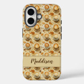 Rustieke herfstlattepatroon met herfstbladeren Case-Mate iPhone case (Achterkant)