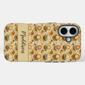 Rustieke herfstlattepatroon met herfstbladeren Case-Mate iPhone case (Achterkant (horizontaal))