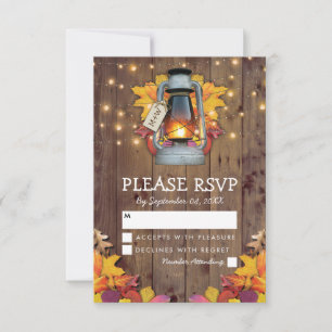 Rustieke herfstlichten herfstbladeren trouw-RSVP RSVP Kaartje