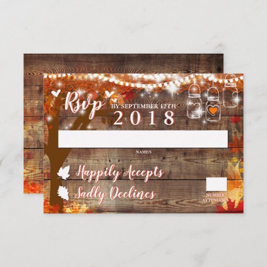 Rustieke herfstliefde RSVP kaart (Voorkant / Achterkant)