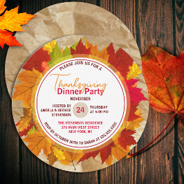 Rustieke herfstloof Thanksgiving-dinerfeest Kaart