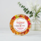 Rustieke herfstloof Thanksgiving-dinerfeest Kaart (Staand voorkant)