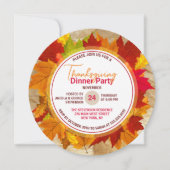 Rustieke herfstloof Thanksgiving-dinerfeest Kaart (Voorkant)