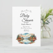 Rustieke herfstmeer bos babyshower kaart (Staand voorkant)