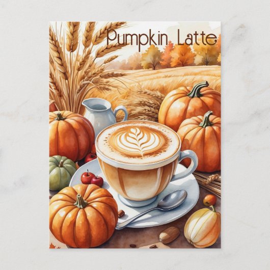 Rustieke herfstoogst Pumpkin Spice Latte Briefkaart (Voorkant)